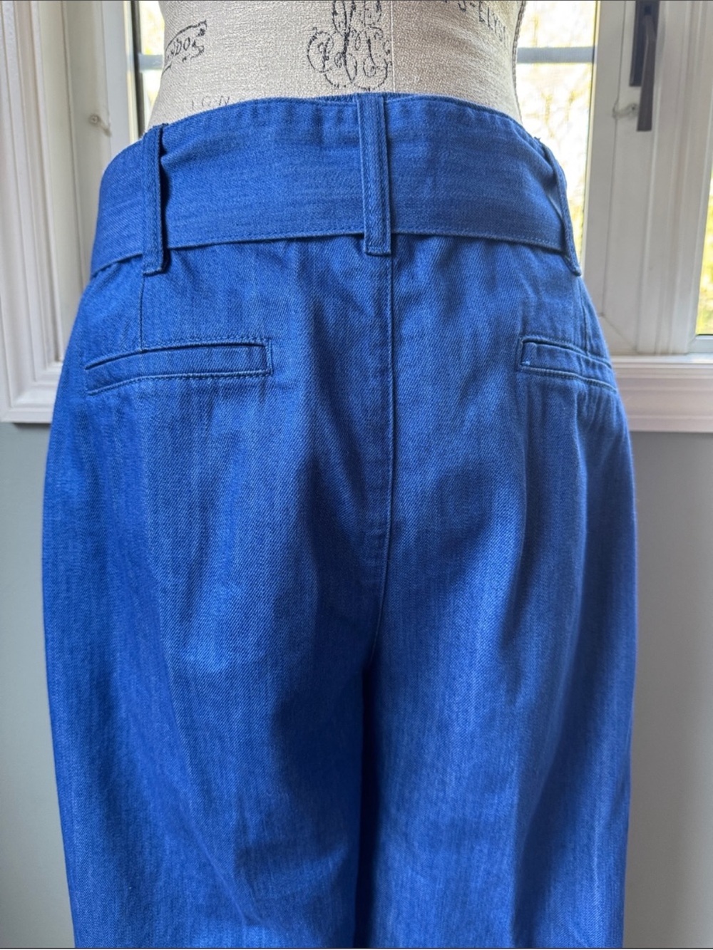 Sézane Phil Trousers in Cobalt Blue Wide leg and belted in Size French 42/US 10 - Picture 5 of 12